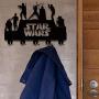 Star Wars Wall Door Hooks 20LB(Max) Quality Black Wood Made -Light in Weight-Easy to Install -Five Metal Hooks (Star 3)