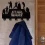 Star Wars Wall Door Hooks 20LB(Max) Quality Black Wood Made -Light in Weight-Easy to Install -Five Metal Hooks (Star 3)