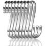 S-Shaped Hooks Heavy Duty 6 Packs,304 Stainless Steel Hook,Multi-Functional Flat Hook,S Hook,Hooks Closet,Hooks Plants,Hooks for Hanging Pot,Pan,Cups, Plants,Bags, Jeans,Towels(6, XX-Large)