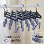 Laundry Drying Hanger Clothes Rack with 14 Clips Pins,Portable Clothesline Clothespins Hanger Set for Herb Socks, Towel, Underwear,Hat