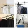 5PC Random Color 5 in 1 Clothes Hangers Multi-Functional Pants Storage Rack Adjustable Stainless Steel Wardrobe Pants Shelves Decoration