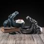 Hippopotamus Storage Boxes Statues Crafts Hippo Ornament Figurines Desktop Decoration Home Accessories Gift Porch Remote Control Storage Resin Sculpture (Retro Blue)