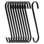 WHYHKJ 10pcs 8 Inch Black S Shape Hooks Heavy-Duty Hanging Flat Hooks Pot Pan Hanger Clothes Storage Rack Tool Kitchen Tools