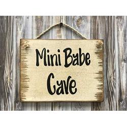 MINI MAN CAVE, Babe Cave, Man Cave, She Shed Sign, Cream Antique White Wood with twine hanger, 6X8 Reclaimed Wall HUMOR FUNNY Sign