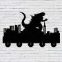 Godzilla Creative Novelty Wooden Hanger Unique Gift Clothes Hat Key Hook/Coat Rack/Wall Hook Home Decoration Wall Stickers Kitchen Bathroom Towel Hook,Black