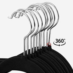 CLFAF Velvet Hangers, Heavyduty Non Slip Hangers Hook Swivel 360° Space Saving Clothes Hangers-Gray 100-pack