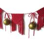 Macrame wall hanger. Red Christmas banner.