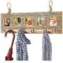 Rustic Wall Mounted Coat Rack with 4 hanging hooks and. 31&quotx9" Holds 5 photos. Use as coat rack, hat organizer, key holder. Perfect for Entryway, Mudroom, Kitchen, Bathroom, Hallway, Foyer