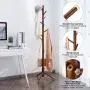 LANGRIA Rubber Wood Coat Rack Stand Hat Hanger Tree Holder, Clothes Organizer with Tripod Base for Hallway Entryway Room Home Office, for Jackets Hats Bags Umbrella (8 Hooks, Coffee Color)