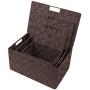 Sorbus Storage Boxes Woven Basket Bin Container Tote Cube Organizer Set Stackable Storage Basket Woven Strap Shelf Organizer Built-in Carry Handles (Lid Bins - 3 Pack, Chocolate)
