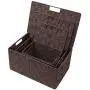 Sorbus Storage Boxes Woven Basket Bin Container Tote Cube Organizer Set Stackable Storage Basket Woven Strap Shelf Organizer Built-in Carry Handles (Lid Bins - 3 Pack, Chocolate)