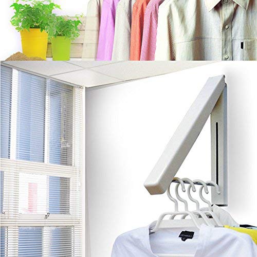 Kerocy Stainless Steel Wall Mounted Indoor Adjustable Clothes Hanger Magic Foldable Drying Racks