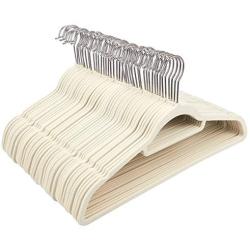 Juvale Ivory Velvet Hangers - Ultra-Thin, Velvet, No Slip, Clothes Hangers for Pants, Blouses, Dresses - 50 Count