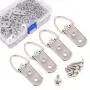 Swpeet 60 Pcs Heavy Duty Large Wide D Ring Shape Nail Non-Trace Frame Picture Hangers Double Hole with Screws, for Home Decoration, Picture Frame Hanging with Transparent Box
