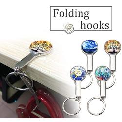 Creatiee 4Pcs Foldable Purse Hooks with Keychain, Folding Handbag Table Hangers Holder for Women Girls Bags Organizers Storage Decor Gift - Stylish & Portable(4 Mixed Styles)