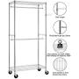 Finnhomy Heavy Duty Rolling Garment Rack Clothes Rack with Double Hanger Rods and Shelves, Portable Closet Organizer with Wheels, 1″ Diameter Thicken Steel Tube Hold Up to 300Lbs, Chrome