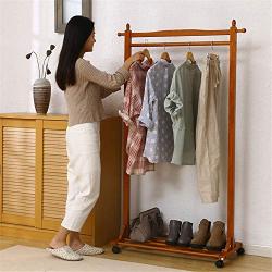 Zxcvlina Entryway Coat Hanger Clothes Shelf Solid Wood Coat Rack Hanger Simple Hanger Floor Home Simple Modern Bedroom Shelf (Color : Wood, Size : 80x40x157cm)