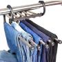 dezirZJjx Pants Hangers Slacks Hangers, 5-in-1 Pants Hanger Wardrobe Jeans Retractable Storage, Clothes Rack Space Saver