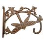 Large Cast Iron Dragonfly Plant Hanger Hook, Rustic Brown Bracket Style Hanging Plant Hook
