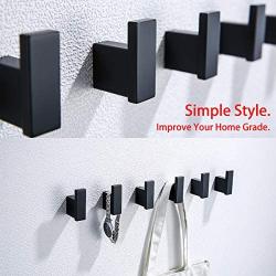 RANDOM Matte Black Towel Robe Hooks Bathroom Hardware Accessories Coat Hook 304 Stainless Steel Clothes Hook for Bath Kitchen Contemporary Hotel Style Wall Mounted 2 Pack.