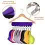 ShineMe Cap Organizer Hanger, 4 Pack Hat Organizer, 10 Baseball Cap Holder, 10 Clips Stainless Steel, Folding Clothes Hangers Foldable Clothes Drying Rack for Travel (Purple)