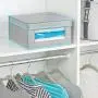 mDesign Soft Stackable Fabric Closet Storage Organizer Holder Bin with Clear Window, Attached Lid - for Bedroom, Hallway, Entryway, Bathroom - Textured Print - Medium, 6 Pack - Gray/Teal Blue mDesign Soft Stackable Fabric Closet Storage Organizer Holder Bin with Clear Window, Attached Lid - for Bedroom, Hallway, Entryway, Bathroom - Textured Print - Medium, 6 Pack - Gray/Teal Blue