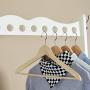 Solid Wood Floor Coat Rack Clothes Hanger On Wheels Mobile Hanger Bag Rack (Color : Milk White)