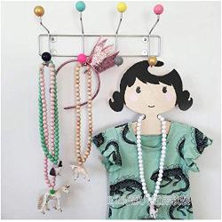 5PC Random Color Cute Cartoon Princess Girls Wooden Children Clothes Hanger Nordic Style Wood Coat Rack Baby Hanger Kids Room Decoration Hook