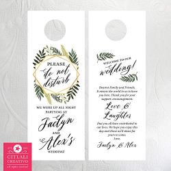 Leafy Greenery Geometric Gold Do Not Disturb Botanical Wedding Door Hangers (set of 10)