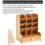 Marbrasse Wooden Desk Organizer, Multi-Functional DIY Pen Holder Box, Desktop Stationary, Easy Assembly,Home Office Supply Storage Rack with Drawer (B11-Cherry Color)