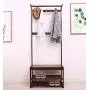 Bamboo Coat Rack Multifunction Storage Floor Coat Bench Change Shoe Bench Shoe Rack Hall Clothes Hanger Hangers Brown