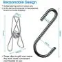 AYAYASTORY S Hooks Set, 12PCS Black Steel S Shaped Hooks and 3PCS Utility Clips, Heavy Duty Hanging S Hook for Kitchen, Bathroom, Bedroom and Office: Pan, Pot, Cups, Bag, Towel, Plants, Pictures AYAYASTORY S Hooks Set, 12PCS Black Steel S Shaped Hooks and 3PCS Utility Clips, Heavy Duty Hanging S Hook for Kitchen, Bathroom, Bedroom and Office: Pan, Pot, Cups, Bag, Towel, Plants, Pictures