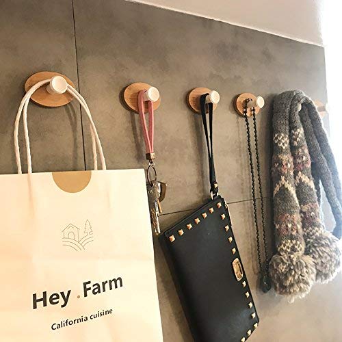 HOOKS Adhesive Hooks Wall Hooks 6 Pcs Hoks Heavy Duty Bamboo hook (Color DIY) Decorative 3M Stick Wall Hooks Clothes Hangers for Office Home Kitchen Coats Hats Keys Bags hooks
