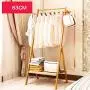 ZEMIN Floor Standing Coat Rack Clothes Hat Stand Hanger Hooks Movable Useful Bamboo Environmental Protection Durable, Log, 3 (Size : 63x50x156cm)