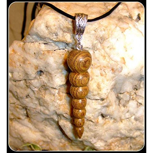 Necklace Pendant handcrafted from Laburnum wood conical bead shape with Tibetan Silver hanger