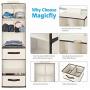Magicfly 6-Shelf Hanging Closet Organizer with Drawers(1 Drawer with Divider & 1 Underwear Drawer), Foldable Clothes Hanging Shelf for Sweater, Bra, Socks, 44.9 X 13 X11.4 Inch, Beige