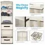 Magicfly 6-Shelf Hanging Closet Organizer with Drawers(1 Drawer with Divider & 1 Underwear Drawer), Foldable Clothes Hanging Shelf for Sweater, Bra, Socks, 44.9 X 13 X11.4 Inch, Beige