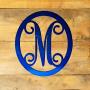 Metal Monogram Letter, Monogram Wreath, Door Hanger Monogram, Metal Monogram Letter, Oval Monogramed Wreath, Wall Art