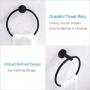 Matte Black Hand Towel Ring, Aomasi Stainless Steel Round Swivel Bath Towel Holder Stylish Washcloth Hanger