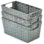 EZOWare Pack of 3 Paper Rope Woven Storage Baskets, Multipurpose Organizer Bins with Handles Perfect for Storing Small Household Item - Gray EZOWare Pack of 3 Paper Rope Woven Storage Baskets, Multipurpose Organizer Bins with Handles Perfect for Storing Small Household Item - Gray