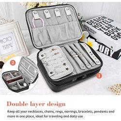 Procase Travel Jewelry Case Organizer Bag, Soft Padded Double Layer Jewelry Carrying Pouch Portable Jewelry Storage Boxes Holder for Earrings, Rings, Necklaces, Bracelets, and Chains ?Black