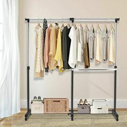 COLIBROX-TM Adjustable Heavy Duty Garment Rack Rolling Clothes Hanger Extendable Rail Rack Bedroom Cloakroom Checkroom Useful Decor Clothes Shoes Organizer Indoor Outdoor Use Laundry Drying Rack