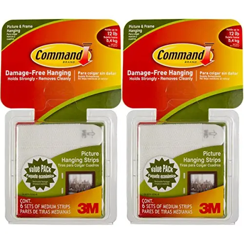 Command 3M 12ct Pack Picture & Frame Hanging Strips Sets Medium Size White Damage-Free