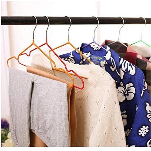 10pcs Random Color Colorful Thick PVC Coated Metal Clothes Hanger, Space Saving Non Slip Shirts Dress Coats Hangers Rack