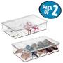 mDesign Plastic Rectangular Stackable Eye Glass Storage Organizer Holder Boxes for Sunglasses, Reading Glasses, Fashion Eye Wear, Accessories - 5 Sections, Hinged Lid - 2 Pack - Clear