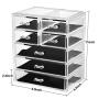 Makeup Organizer Acrylic Cosmetic with 7 Storage Drawers and Jewelry Display Boxes One-piece
