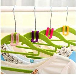 20pcs Mini Flocking Hanger Hook Clothes Hanger Easy Hook Closet Organizer Wardrobe Anti-Clip Space Saver Holder Random Color
