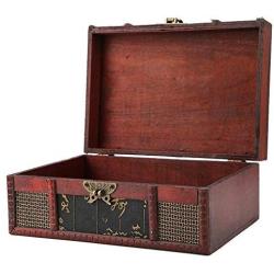 FTVOGUE Vintage Wooden Storage Boxes Large Size Book Jewelry Storing Storage Organizer Treasure Chest Home Decor(#1: Chinese Style)