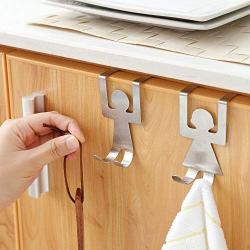 Dazlinea Hooks Stainless Steel Lovers Shaped Hooks Kitchen Bathroom Easy to Install- no Need to Drill Hanger Clothes Storage Rack Tool (Sliver)