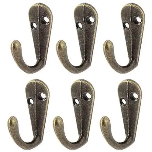 uxcell Vintage Style Wall Mounted Clothes Coat Hanger Hook Holder Rack 6pcs